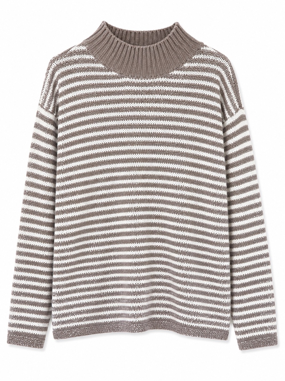 Haven Well Within Taupe & White Chunky Knit Oversized Sweater